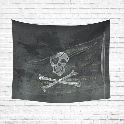 Vintage Skull Pirates Flag Cotton Linen Wall Tapestry 60"x 51"