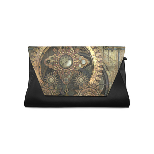 Rusty vintage steampunk metal gears and pipes Clutch Bag (Model 1630)
