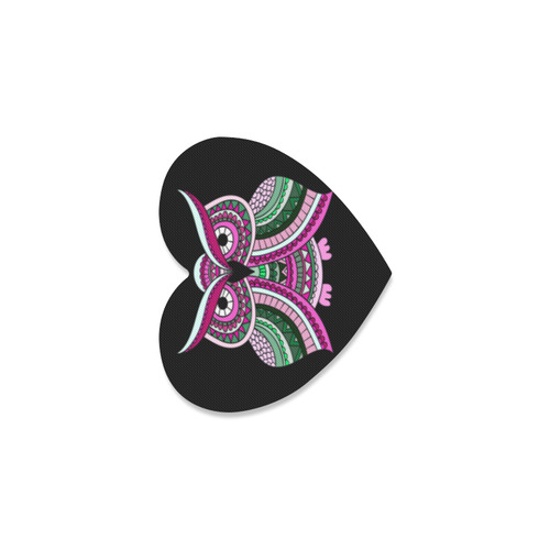 Beautiful Pink Green Ethnic Owl Nature Heart Coaster