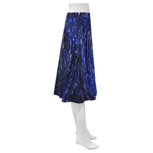 Blue fractal heart with red rose in plastic Mnemosyne Women's Crepe Skirt (Model D16)