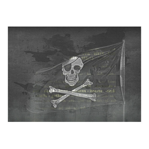 Vintage Skull Pirates Flag Cotton Linen Tablecloth 60"x 84"