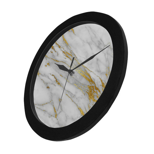 italian Marble, white and gold Circular Plastic Wall clock