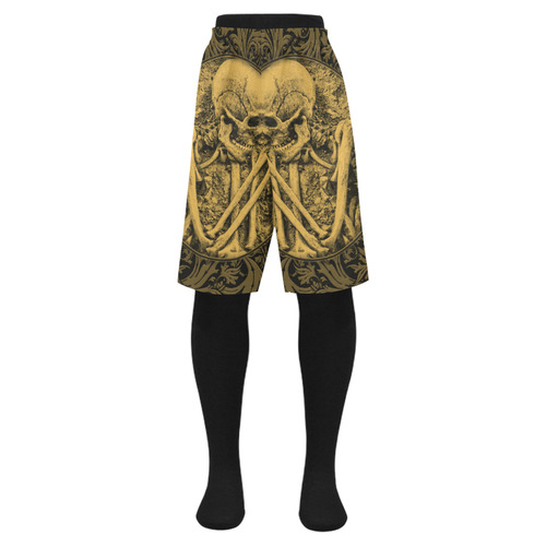 The skeleton in a round button with flowers Men's Swim Trunk (Model L21)