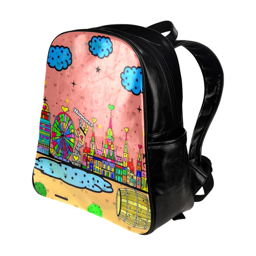 Hannover Popart by Nico Bielow Multi-Pockets Backpack (Model 1636)