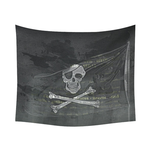 Vintage Skull Pirates Flag Cotton Linen Wall Tapestry 60"x 51"