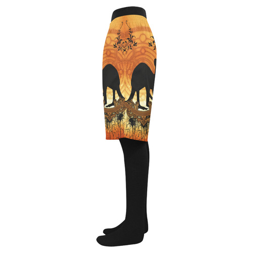 Cute kangaroo silhouette with floral elemetns Men's Swim Trunk (Model L21)