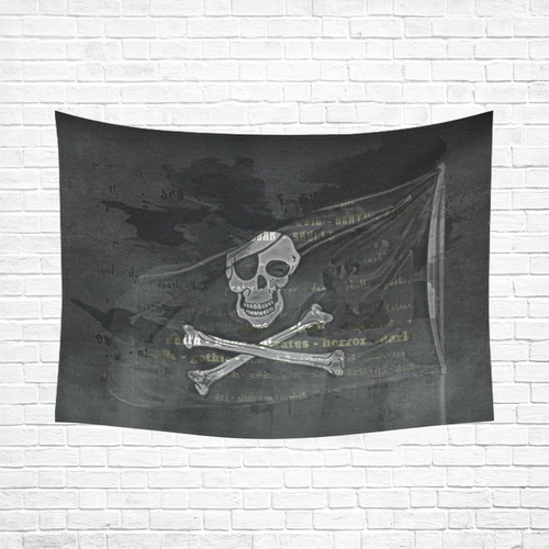 Vintage Skull Pirates Flag Cotton Linen Wall Tapestry 80"x 60"