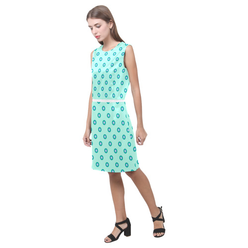 green geometric pattern Eos Women's Sleeveless Dress (Model D01)