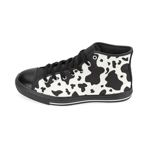 Cute designers Cow wild artistic Shoes 60s inspired Set : White and Black edition 2016 : NEW ARRIVAL Men’s Classic High Top Canvas Shoes /Large Size (Model 017)