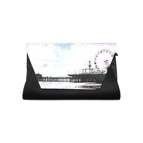 Pink Grunge Santa Monica Pier Clutch Bag (Model 1630)