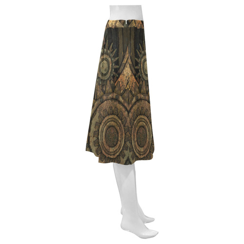 Rusty vintage steampunk metal gears and pipes Mnemosyne Women's Crepe Skirt (Model D16)