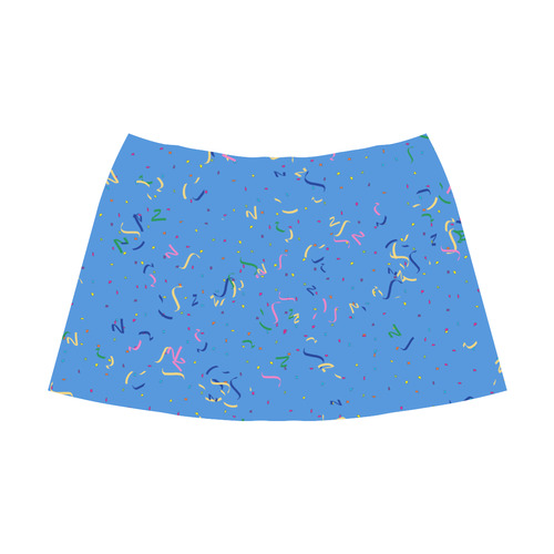 Confetti and  Party Streamers on Blue Mnemosyne Women's Crepe Skirt (Model D16)