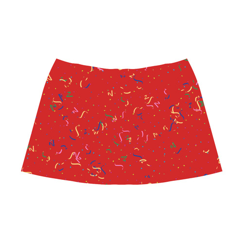 Confetti and  Party Streamers on Red Mnemosyne Women's Crepe Skirt (Model D16)