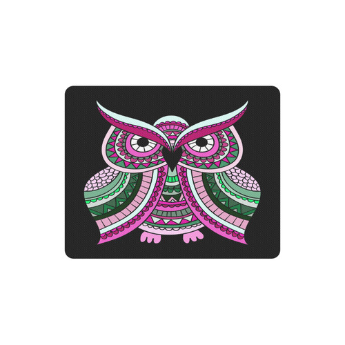 Beautiful Pink Green Ethnic Owl Nature Rectangle Mousepad