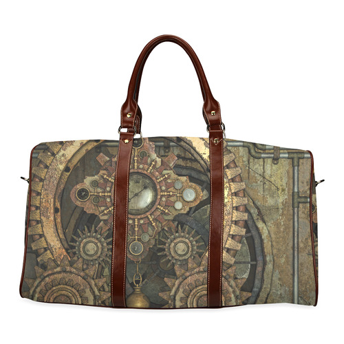 Rusty vintage steampunk metal gears and pipes Waterproof Travel Bag/Large (Model 1639)