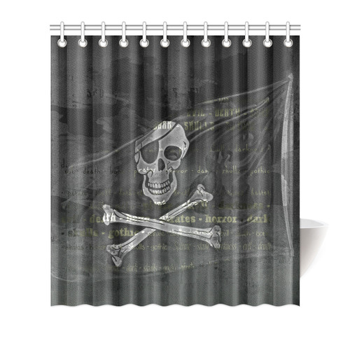 Vintage Skull Pirates Flag Shower Curtain 66"x72"