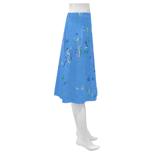 Confetti and  Party Streamers on Blue Mnemosyne Women's Crepe Skirt (Model D16)