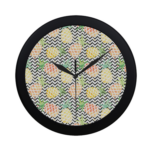 watercolor pineapple and chevron, pineapples Circular Plastic Wall clock