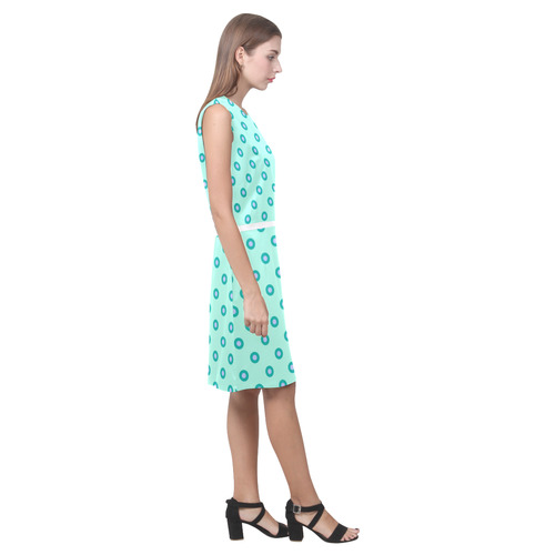 green geometric pattern Eos Women's Sleeveless Dress (Model D01)