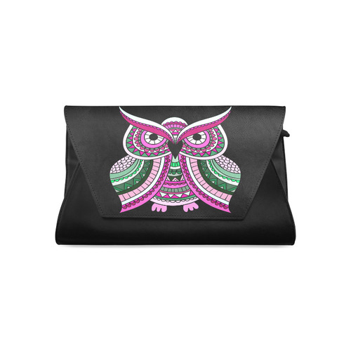 Beautiful Pink Green Ethnic Owl Nature Clutch Bag (Model 1630)