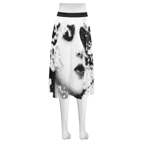Dreaming Girl - Grunge Style Black White Mnemosyne Women's Crepe Skirt (Model D16)
