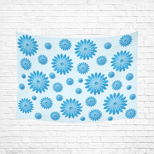 blue flowers Cotton Linen Wall Tapestry 80"x 60"