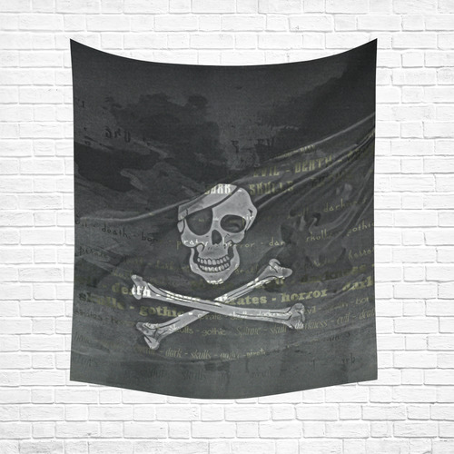 Vintage Skull Pirates Flag Cotton Linen Wall Tapestry 51"x 60"