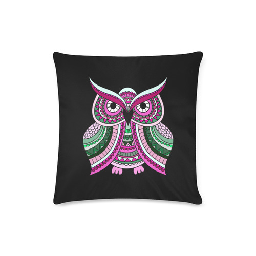 Pink Green Cute Ethnic Owl Nature Custom Zippered Pillow Case 16"x16" (one side)