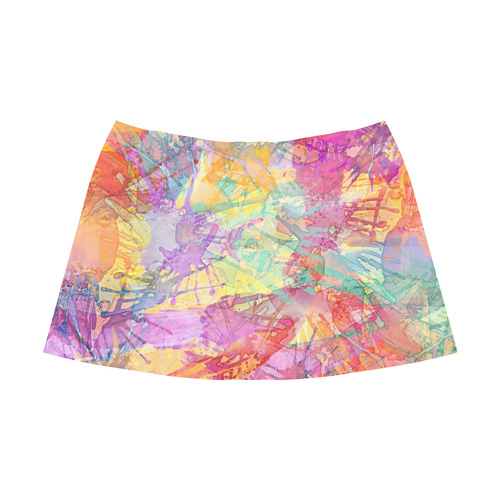 Watercolor Painting Splashes Pastel Multicolored Mnemosyne Women's Crepe Skirt (Model D16)