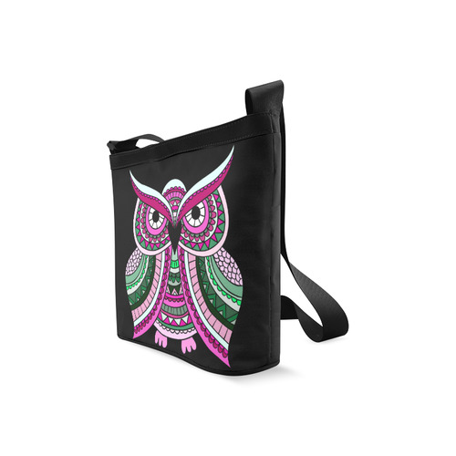 Pink Green Cute Ethnic Owl Nature Crossbody Bags (Model 1613)