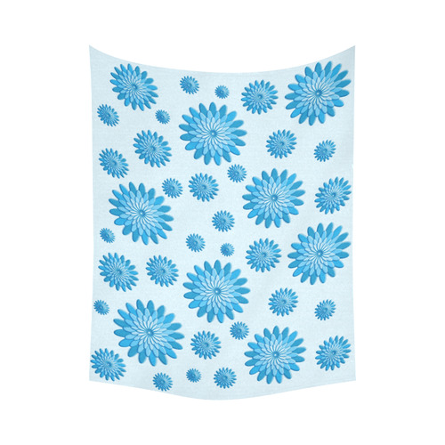 blue flowers Cotton Linen Wall Tapestry 80"x 60"