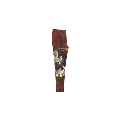 Wonderful horse on a clock Cassandra Women's Leggings (Model L01)