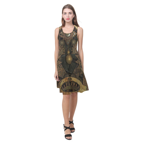 Rusty vintage steampunk metal gears and pipes Atalanta Casual Sundress(Model D04)