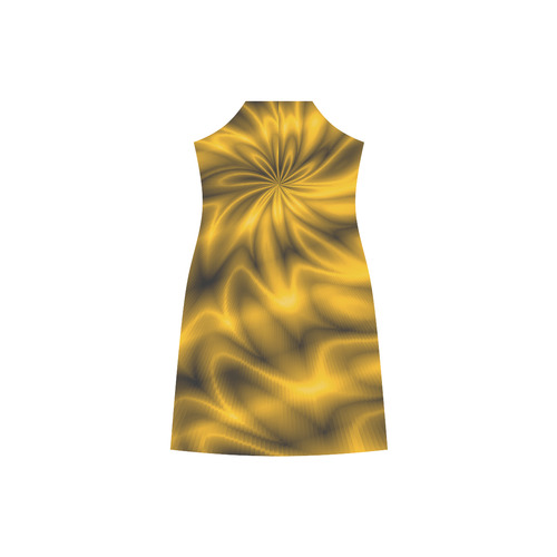 Golden Shiny Swirl V-Neck Open Fork Long Dress(Model D18)