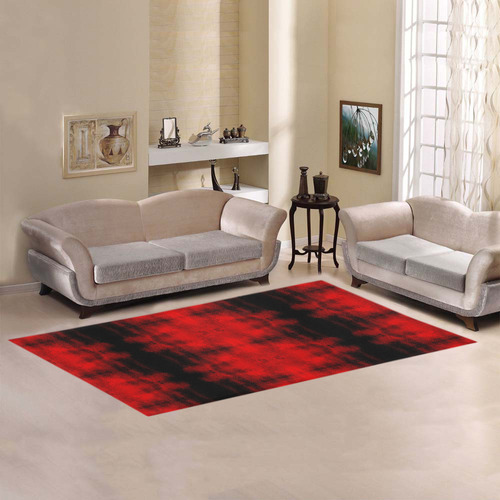 Red Black Gothic Pattern Area Rug 7'x3'3''