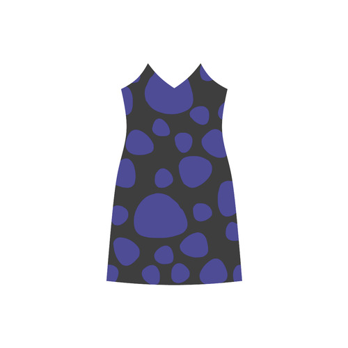 New night Purple and Soft blue with black Designers elegant dress 2016 VINTAGE DARKART Edition V-Neck Open Fork Long Dress(Model D18)