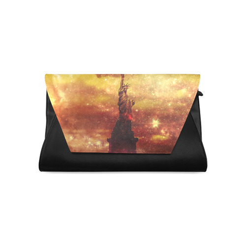 Lady Liberty Yellow Red Stars Clutch Bag (Model 1630)