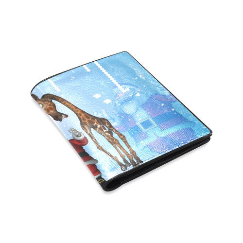 Funny Santa Claus and giraffe Men's Leather Wallet (Model 1612)