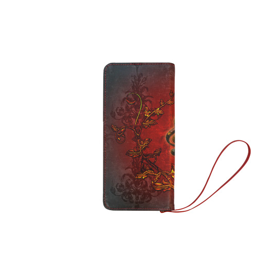 Music, clef and red floral elements Women's Clutch Wallet (Model 1637)