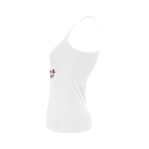 Elegant designers T-Shirt with wild wine red and white Women's Shoulder-Free Tank Top (Model T35)