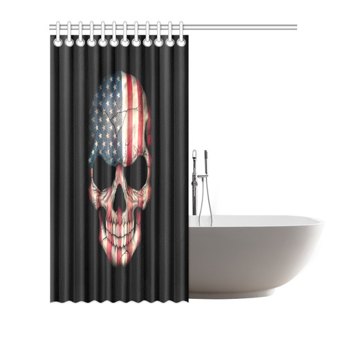 American Flag Skull Shower Curtain 72"x72"