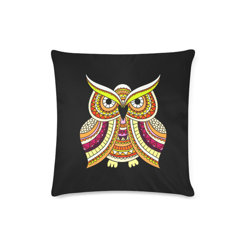 Yellow Green Cute Ethnic Owl Nature Custom Zippered Pillow Case 16"x16"(Twin Sides)