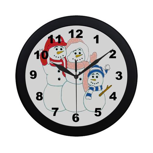 Snowman Family Circular Plastic Wall clock