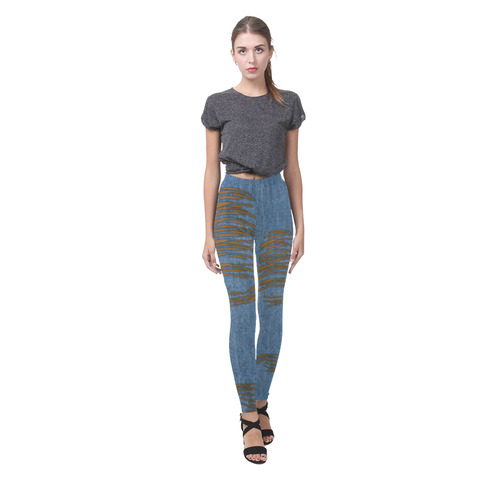 Denim-Look Torn Jeans - Halloween - Dark Skin Cassandra Women's Leggings (Model L01)