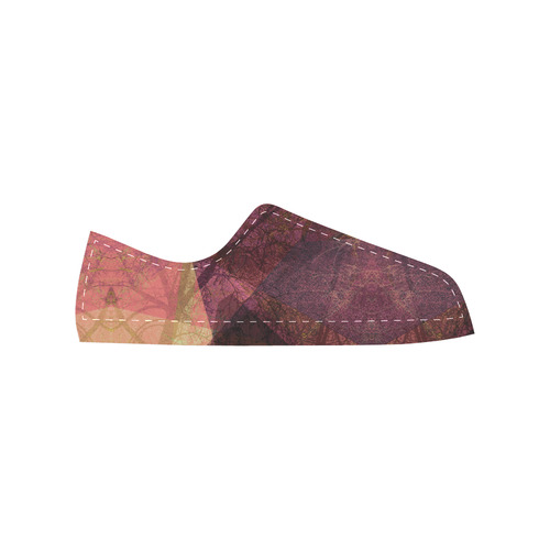 Maroon Pink PATTERN GARDEN NO5L-Design-10_ Canvas Women's Shoes/Large Size (Model 018)
