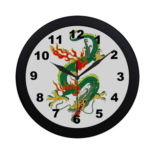 Chinese Dragon Fantasy Green Circular Plastic Wall clock