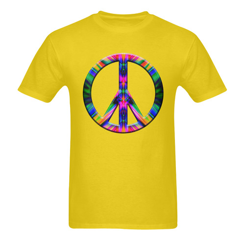 Groovy Psychedelic Peace Sign Sunny Men's T- shirt (Model T06)