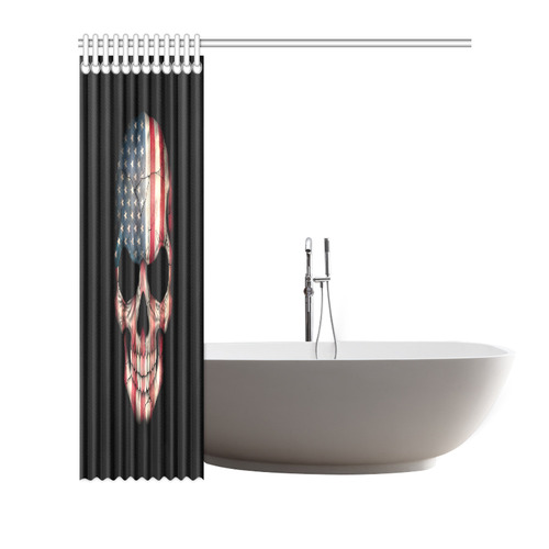 American Flag Skull Shower Curtain 72"x72"