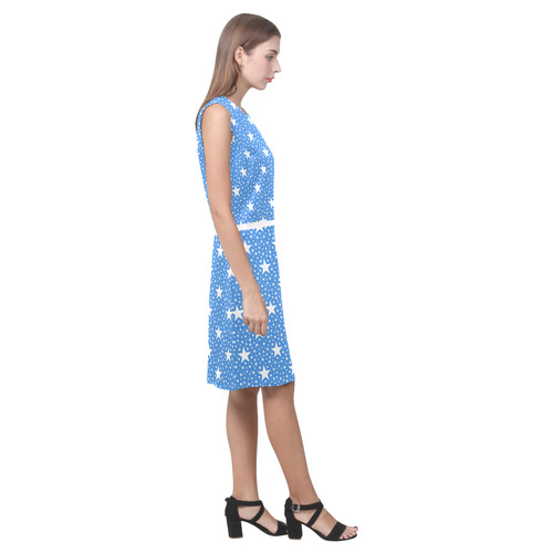 Different Size Stars seamless pattern white Eos Women's Sleeveless Dress (Model D01)