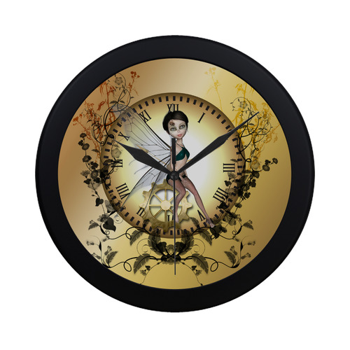 Steampunk, wonderful fairy, clocks and gears Circular Plastic Wall clock